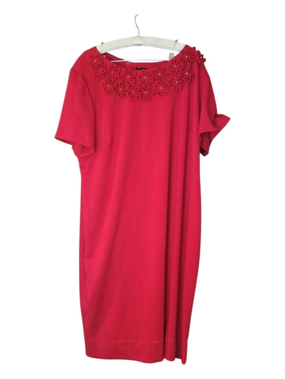 NWT Taylor $109 RED Short Sleeved Midi Dress 22W